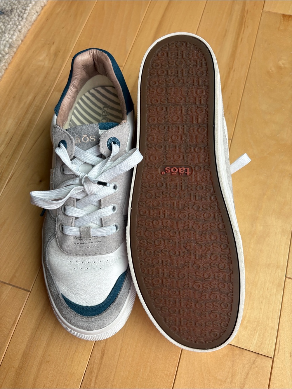 Taos Footwear Women's White, Gray, Teal Suede & Leather Sneakers - Picture 4 of 4